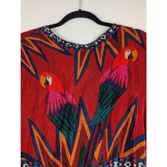 NWT Farm Rio Macaw Show Maxi Dress Sz Lg Boho Witchy Whimsical Artsy Boho - Picture 9 of 15